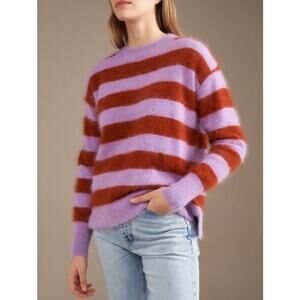 Bellerose Datipe Angora Rabbit Hair Colorful Stripe Crew Neck Sweater - Size 0